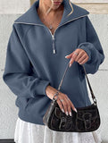 Women's Fleece-Lined Loose Half-Zip Fashion Top_CWTSTL01257