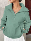 Women's Fleece-Lined Loose Half-Zip Fashion Top_CWTSTL01257