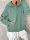 Women's Fleece-Lined Loose Half-Zip Fashion Top_CWTSTL01257