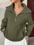 Women's Fleece-Lined Loose Half-Zip Fashion Top_CWTSTL01257