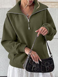 Women's Fleece-Lined Loose Half-Zip Fashion Top_CWTSTL01257