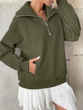 Women's Fleece-Lined Loose Half-Zip Fashion Top_CWTSTL01257