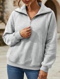 Women's Fleece-Lined Loose Half-Zip Fashion Top_CWTSTL01257