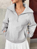 Women's Fleece-Lined Loose Half-Zip Fashion Top_CWTSTL01257