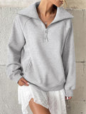 Women's Fleece-Lined Loose Half-Zip Fashion Top_CWTSTL01257