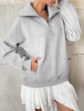 Women's Fleece-Lined Loose Half-Zip Fashion Top_CWTSTL01257