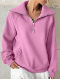 Women's Fleece-Lined Loose Half-Zip Fashion Top_CWTSTL01257