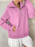 Women's Fleece-Lined Loose Half-Zip Fashion Top_CWTSTL01257