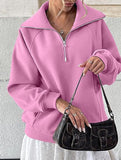 Women's Fleece-Lined Loose Half-Zip Fashion Top_CWTSTL01257