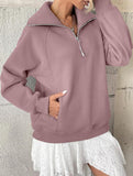 Women's Fleece-Lined Loose Half-Zip Fashion Top_CWTSTL01257