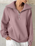 Women's Fleece-Lined Loose Half-Zip Fashion Top_CWTSTL01257