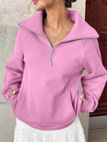 Women's Fleece-Lined Loose Half-Zip Fashion Top_CWTSTL01257