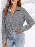 Women's plaid loose casual shirt with collar_CWTSTL01259