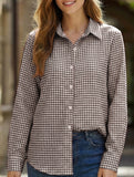 Women's plaid loose casual shirt with collar_CWTSTL01259