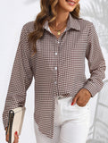 Women's plaid loose casual shirt with collar_CWTSTL01259
