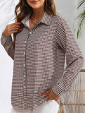 Women's plaid loose casual shirt with collar_CWTSTL01259
