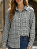 Women's plaid loose casual shirt with collar_CWTSTL01259
