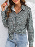 Women's plaid loose casual shirt with collar_CWTSTL01259