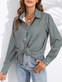 Women's plaid loose casual shirt with collar_CWTSTL01259