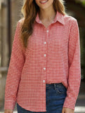 Women's plaid loose casual shirt with collar_CWTSTL01259
