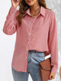 Women's plaid loose casual shirt with collar_CWTSTL01259