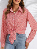 Women's plaid loose casual shirt with collar_CWTSTL01259