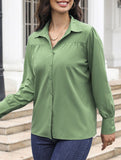 Lantern sleeve pleated loose women's shirt_CWTSTL01261