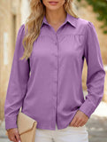 Lantern sleeve pleated loose women's shirt_CWTSTL01261