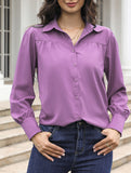 Lantern sleeve pleated loose women's shirt_CWTSTL01261