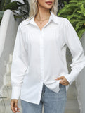 Lantern sleeve pleated loose women's shirt_CWTSTL01261