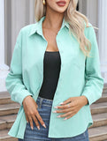 Casual collared brushed mid-length women's shirt_CWTSTL01267