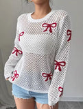 Women's Knitted Hollow-Out Bow Sun Protection Shirt