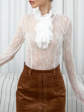 Elegant and stylish lace high-neck blouse for women