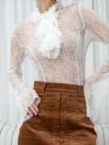 Elegant and stylish lace high-neck blouse for women