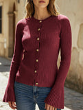 Ribbed base solid color knit top for women_CWTSTL01298