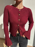 Ribbed base solid color knit top for women_CWTSTL01298