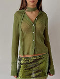 Women's long-sleeved cardigan with subtle shimmer