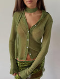 Women's long-sleeved cardigan with subtle shimmer