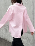 Women's elegant and versatile shirt with back slit_CWTSTL01308