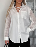 Elegant white lace-trimmed collared women's blouse_CWTSTL01309