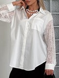 Elegant white lace-trimmed collared women's blouse_CWTSTL01309