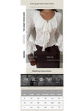 French-style lace bell sleeve ruffle top for women_CWTSTL01310