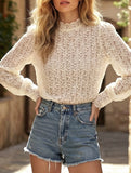 Women's layered lace fitted flared sleeve top_CWTSTL01313