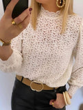 Women's layered lace fitted flared sleeve top_CWTSTL01313
