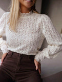 Women's layered lace fitted flared sleeve top_CWTSTL01313