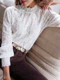 Women's layered lace fitted flared sleeve top_CWTSTL01313