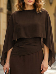 Chiffon cape-sleeve cover-up slim-fit irregular T-shirt_CWTSTL01314