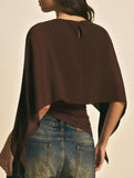 Chiffon cape-sleeve cover-up slim-fit irregular T-shirt_CWTSTL01314