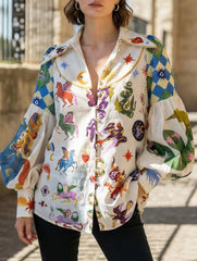 Vintage Illustration Print Shirt_CWTSTL01317