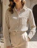 Printed Striped Cardigan Shirt for Women